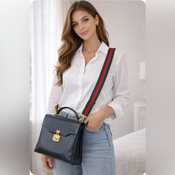 Gucci Trending Vintage Black Leather Crossbody Satchel Bag - Picture 1 of 15